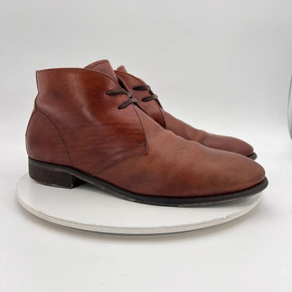 Johnston & Murphy Est. 1850 Men Sz 11 Brown Leather Plain Toe Chukka Ankle Boot
